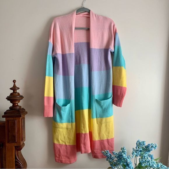 Pastel Stripe‎ Long Open Cardigan - Picture 1 of 8